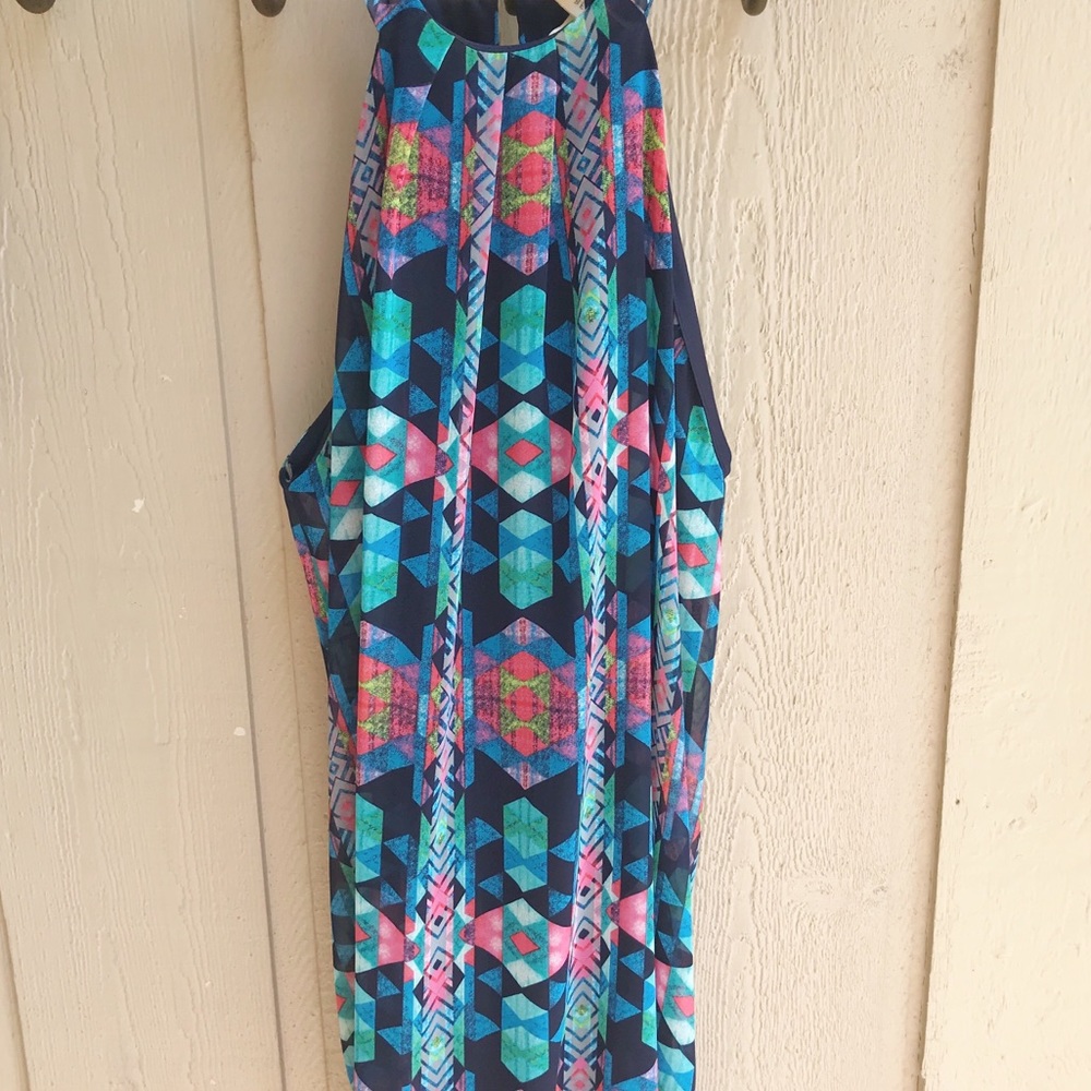 Vibrant Tribal Halter Dress